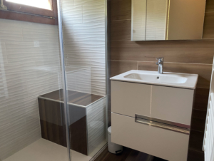Rénovation Complète de la salle de bains : création d'une assise dans la douche